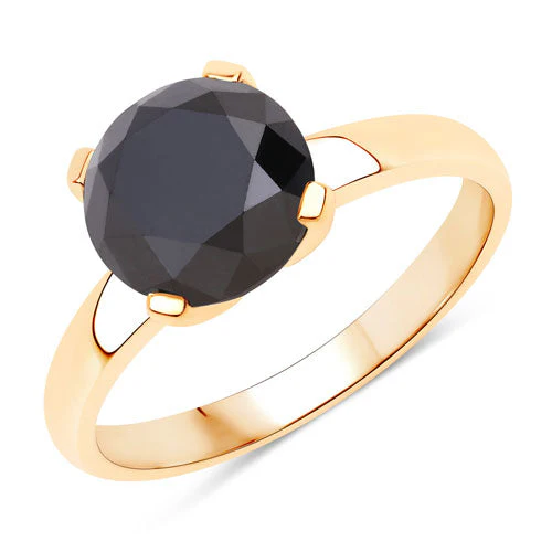 3.00 Carat Genuine Black Diamond 14K Yellow Gold Ring - Image 5