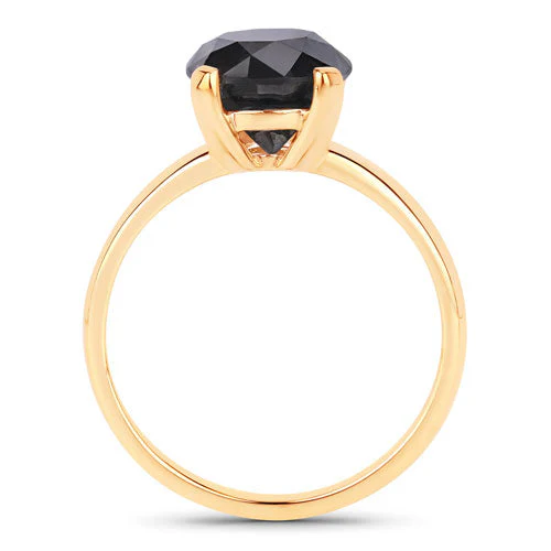 3.00 Carat Genuine Black Diamond 14K Yellow Gold Ring - Image 6