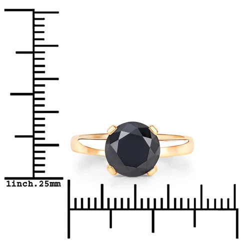 3.00 Carat Genuine Black Diamond 14K Yellow Gold Ring - Image 7