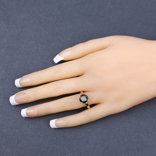 3.00 Carat Genuine Black Diamond 14K Yellow Gold Ring - Image 9