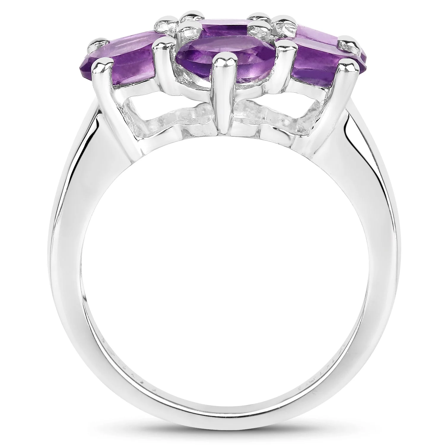 3.01 Carat Genuine Amethyst .925 Sterling Silver Ring - Image 2