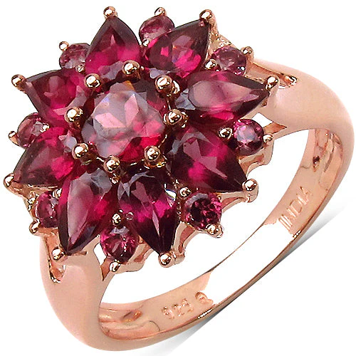 3.01 Carat Genuine Rhodolite .925 Sterling Silver Ring