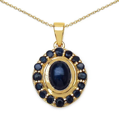 3.02 Carat Genuine Blue Sapphire .925 Sterling Silver Pendant - Image 3