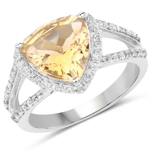 3.06 Carat Genuine Citrine and White Topaz .925 Sterling Silver Ring - Image 4