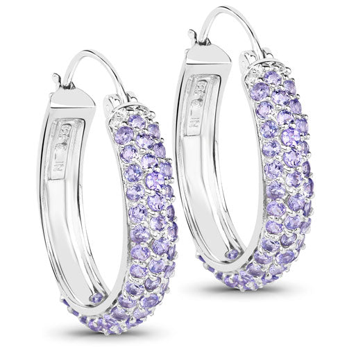 3.06 Carat Genuine Tanzanite .925 Sterling Silver Earrings - Image 5
