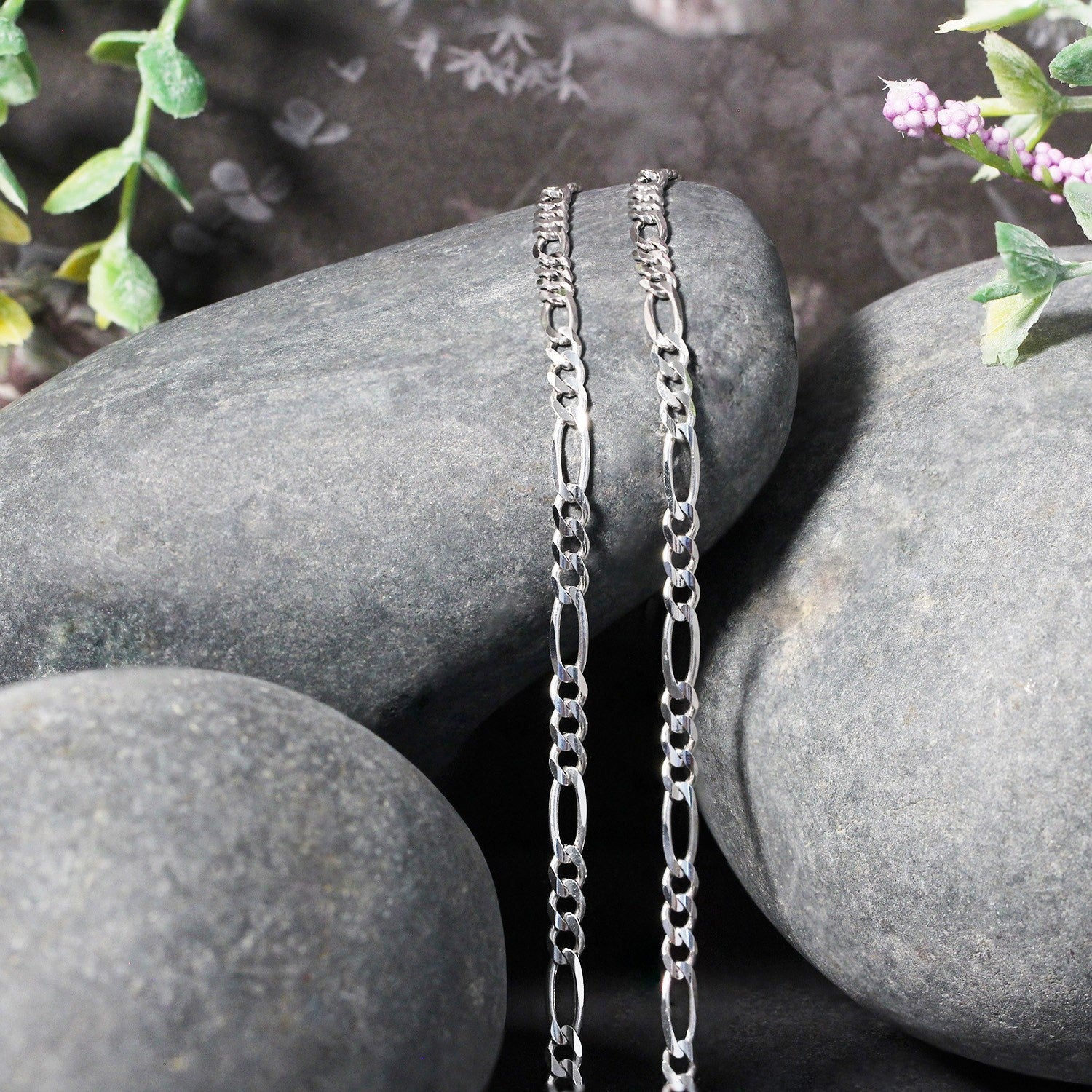 3.0mm 14k White Gold Solid Figaro Chain - Image 11