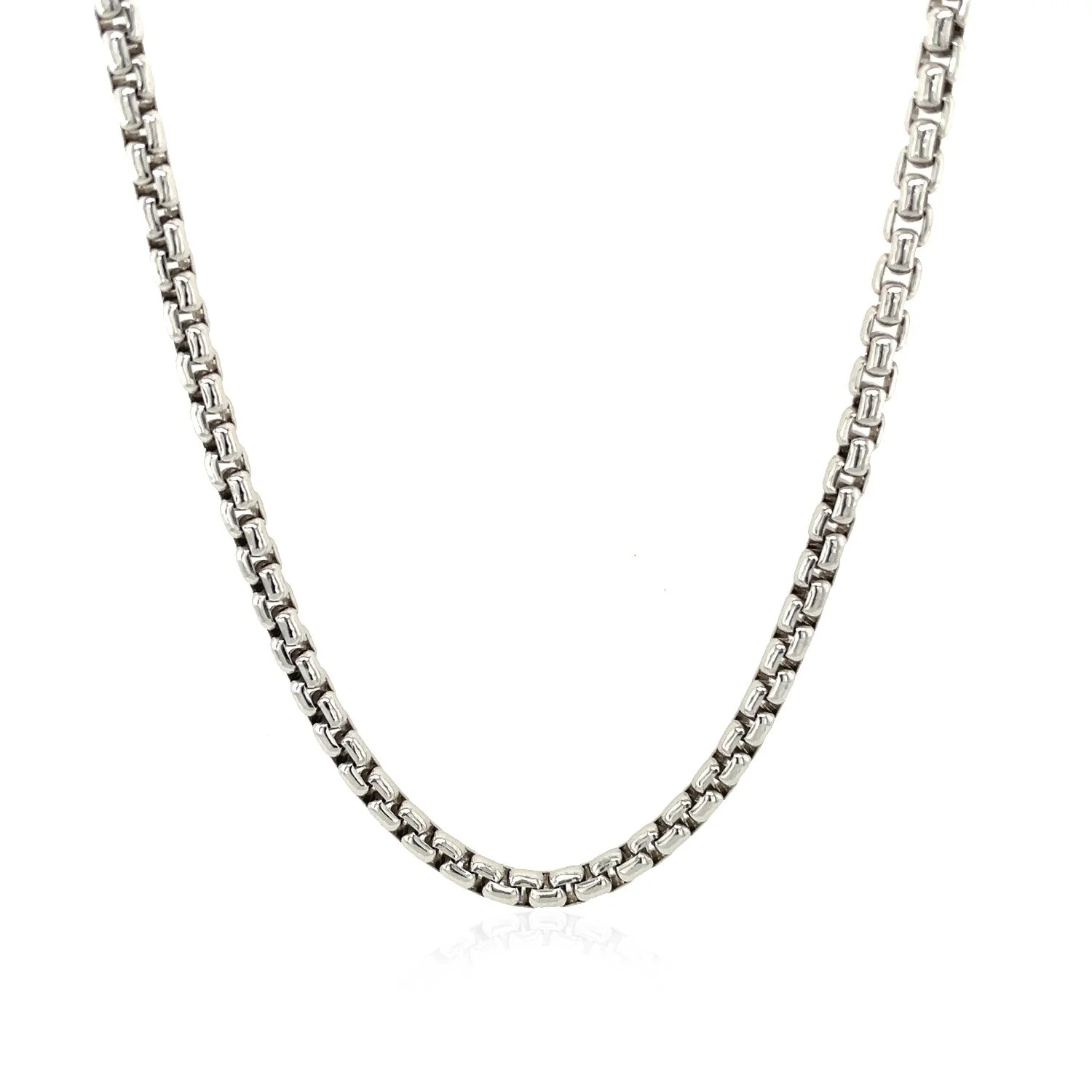 3.0mm Sterling Silver Rhodium Plated Round Box Chain - Image 6