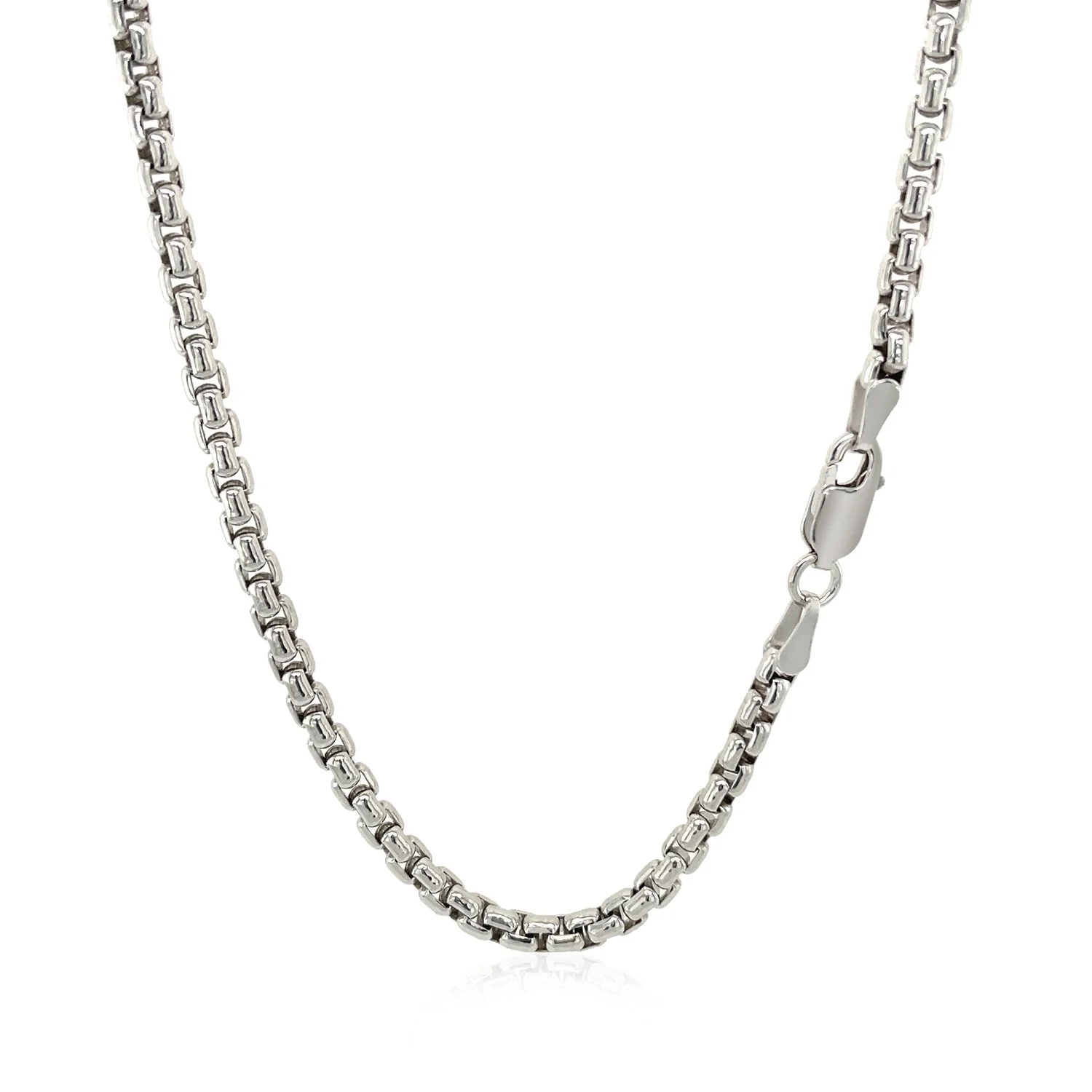 3.0mm Sterling Silver Rhodium Plated Round Box Chain - Image 7