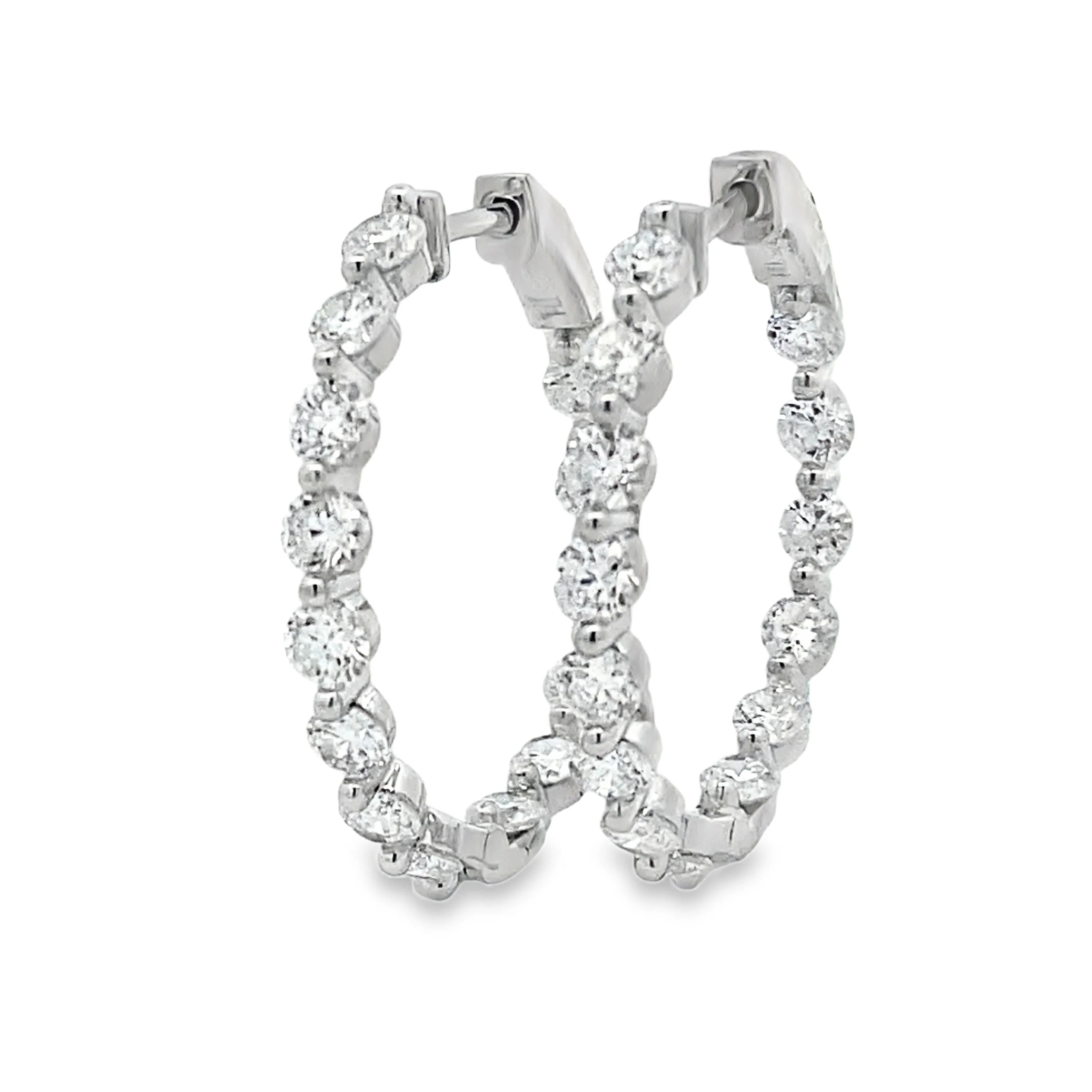 3.10ct Lab Grown Diamond Hoop Earrings Sterling Silver - Image 2