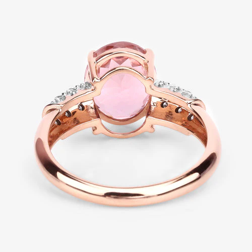 3.11 Carat Genuine Pink Tourmaline and White Diamond 14K Rose Gold Ring - Image 11