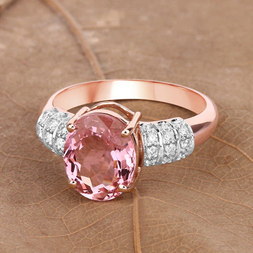 3.11 Carat Genuine Pink Tourmaline and White Diamond 14K Rose Gold Ring - Image 13