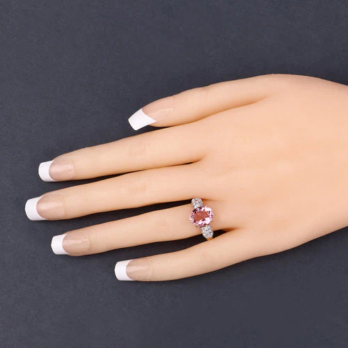 3.11 Carat Genuine Pink Tourmaline and White Diamond 14K Rose Gold Ring - Image 14