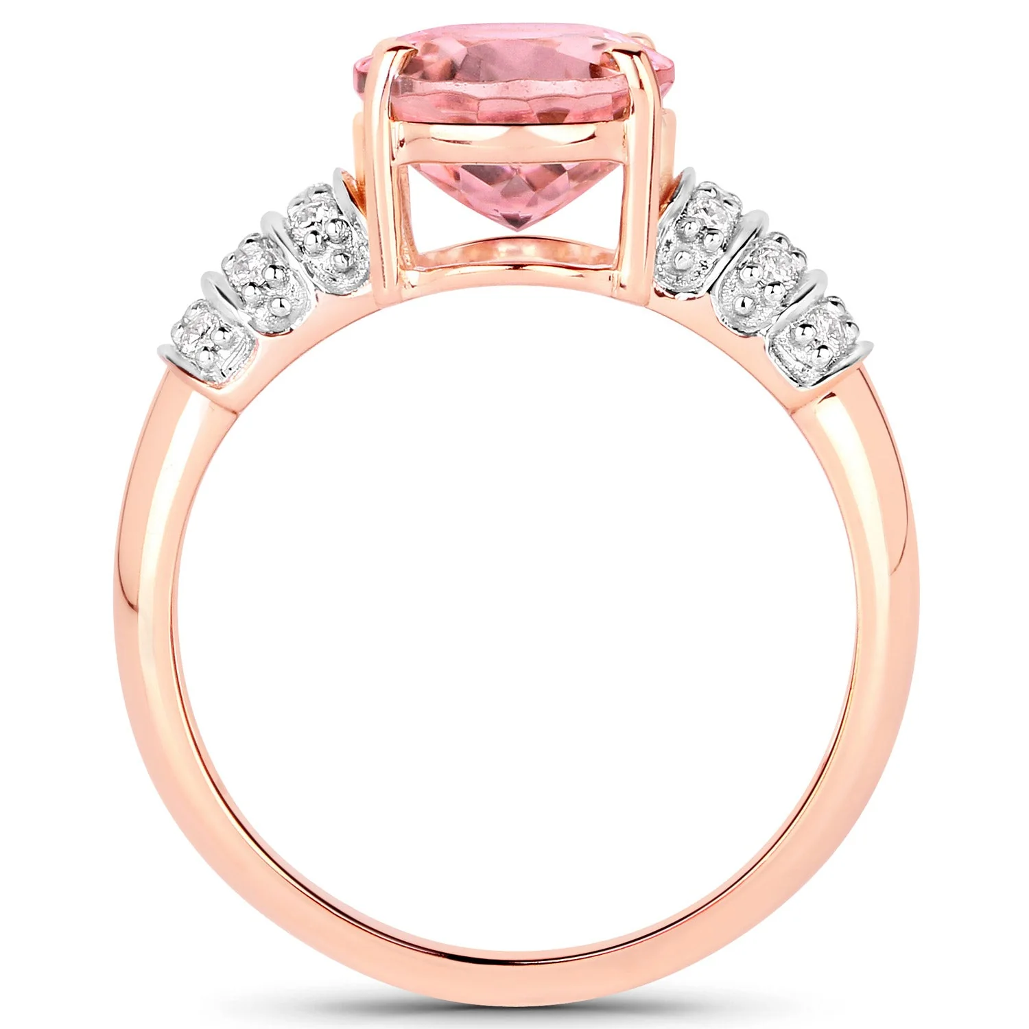 3.11 Carat Genuine Pink Tourmaline and White Diamond 14K Rose Gold Ring - Image 2