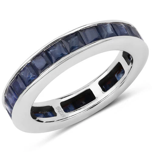 3.12 Carat Genuine Blue Sapphire .925 Sterling Silver Ring - Image 4