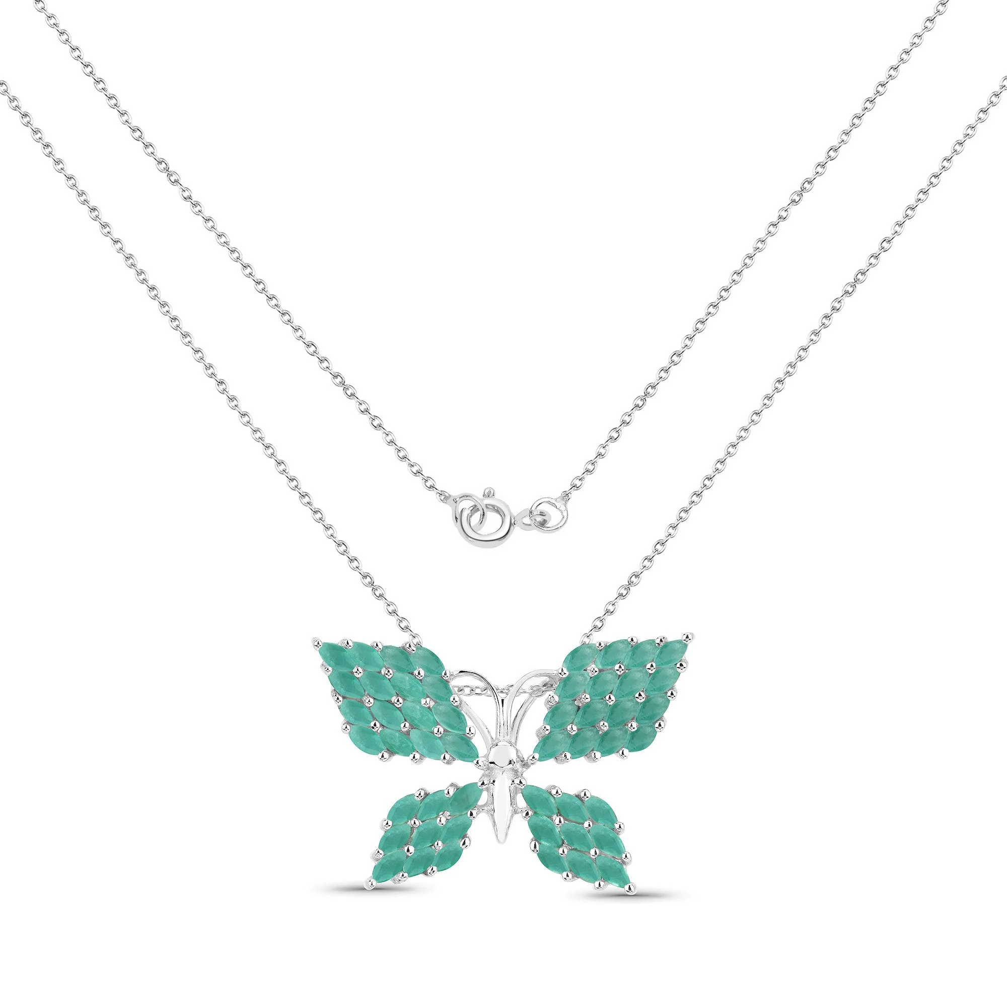 3.12 Carat Genuine Emerald .925 Sterling Silver Pendant - Image 2