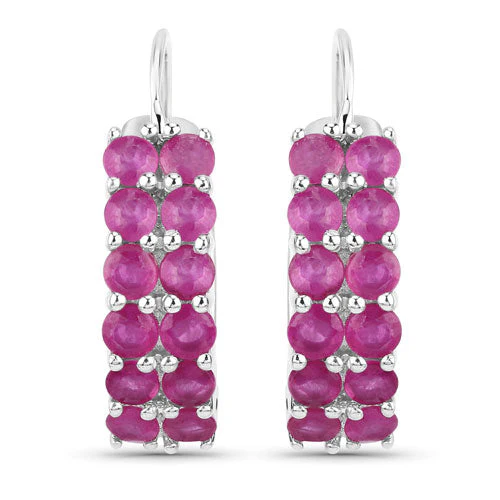 3.12 Carat Genuine Ruby .925 Sterling Silver Earrings - Image 3