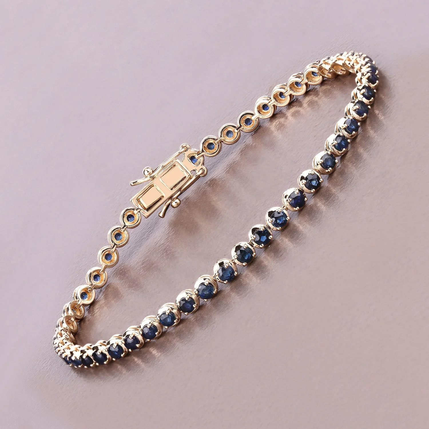 3.13 Carat Genuine Blue Sapphire 14K Yellow Gold Bracelet - Image 2