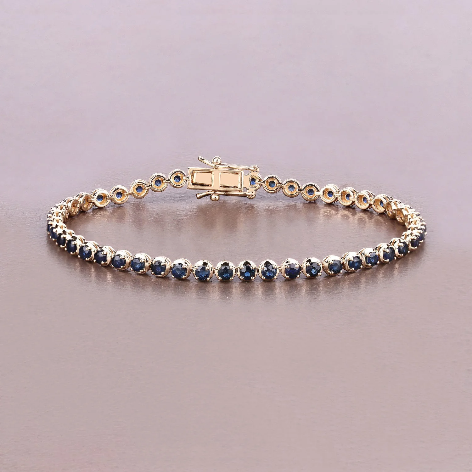 3.13 Carat Genuine Blue Sapphire 14K Yellow Gold Bracelet - Image 3