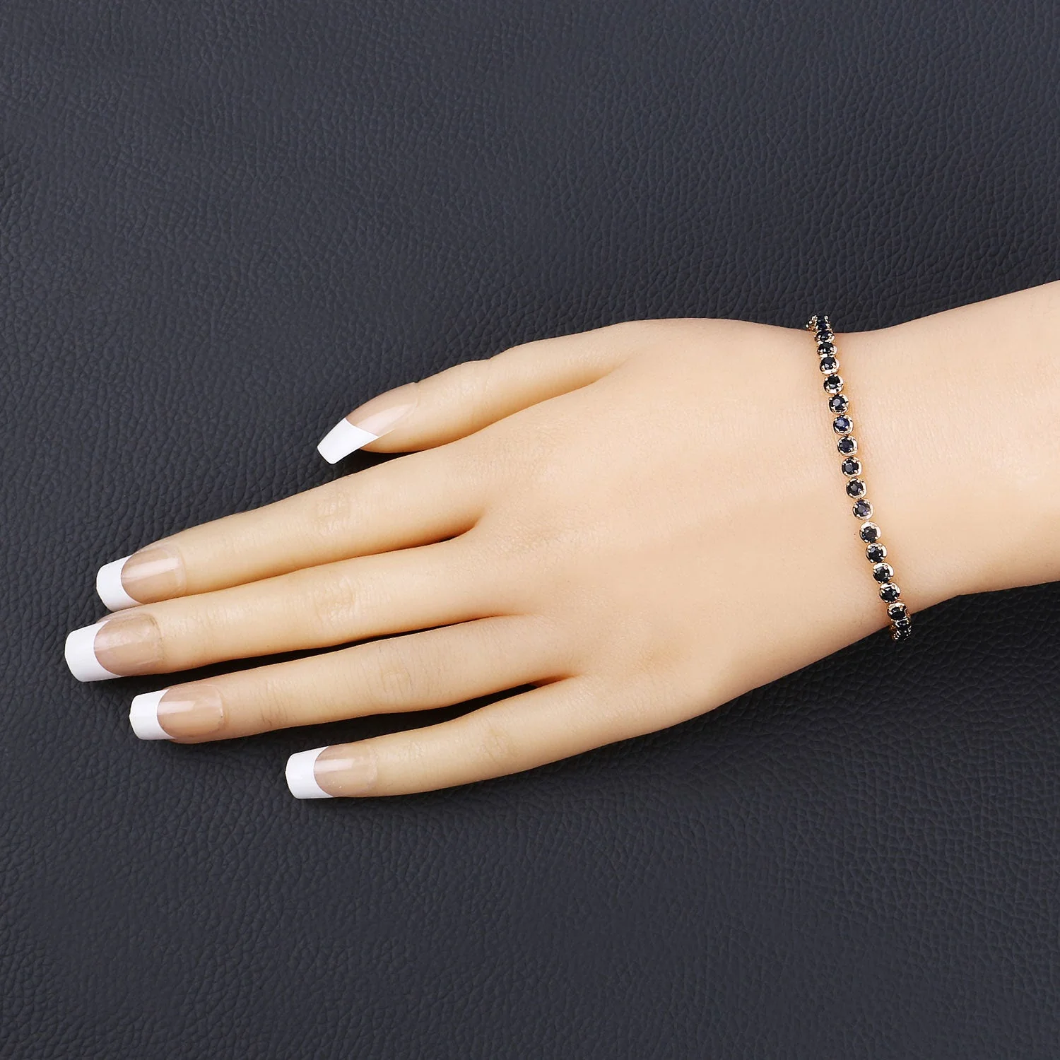 3.13 Carat Genuine Blue Sapphire 14K Yellow Gold Bracelet - Image 4