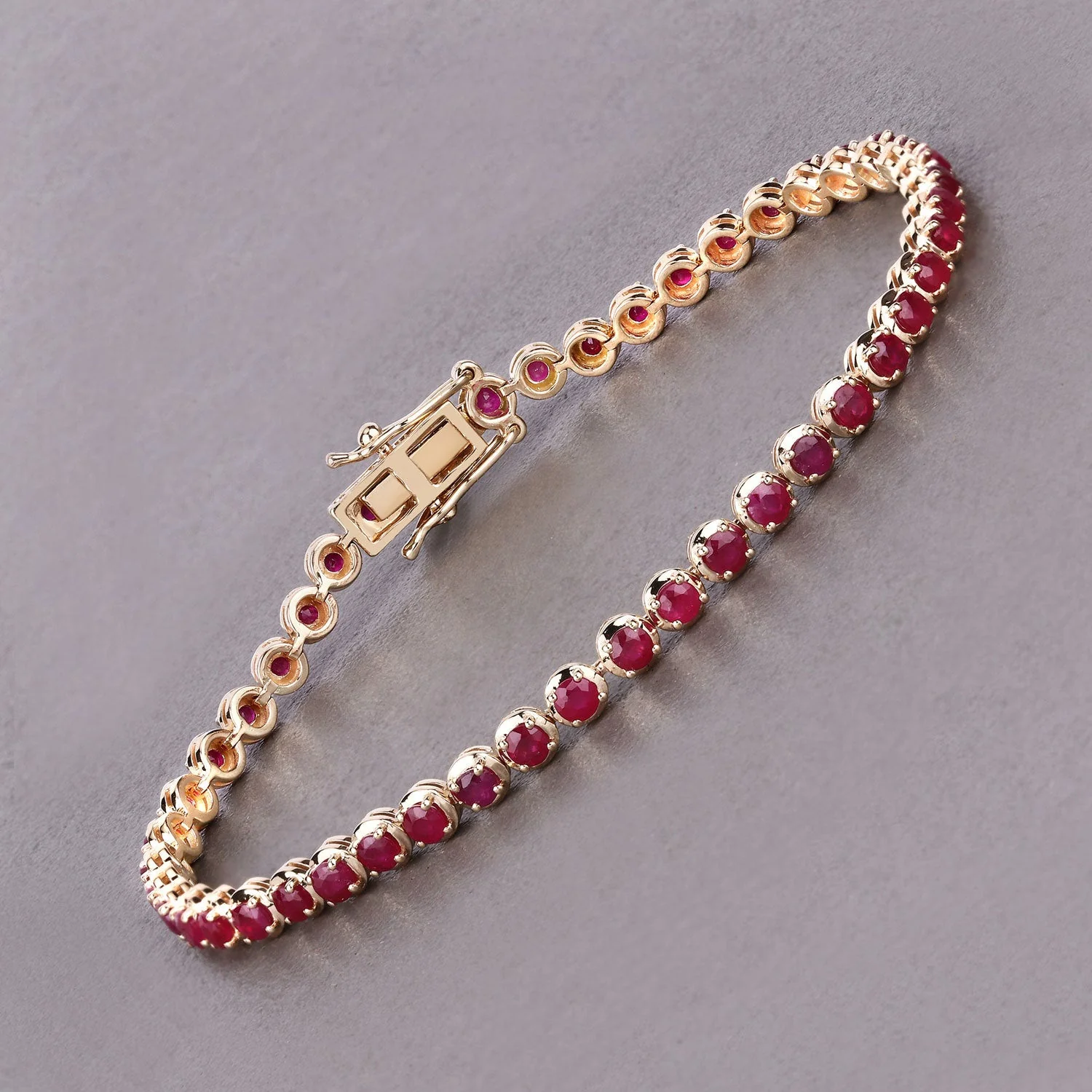 3.13 Carat Genuine Mozambique Ruby 14K Yellow Gold Bracelet - Image 2