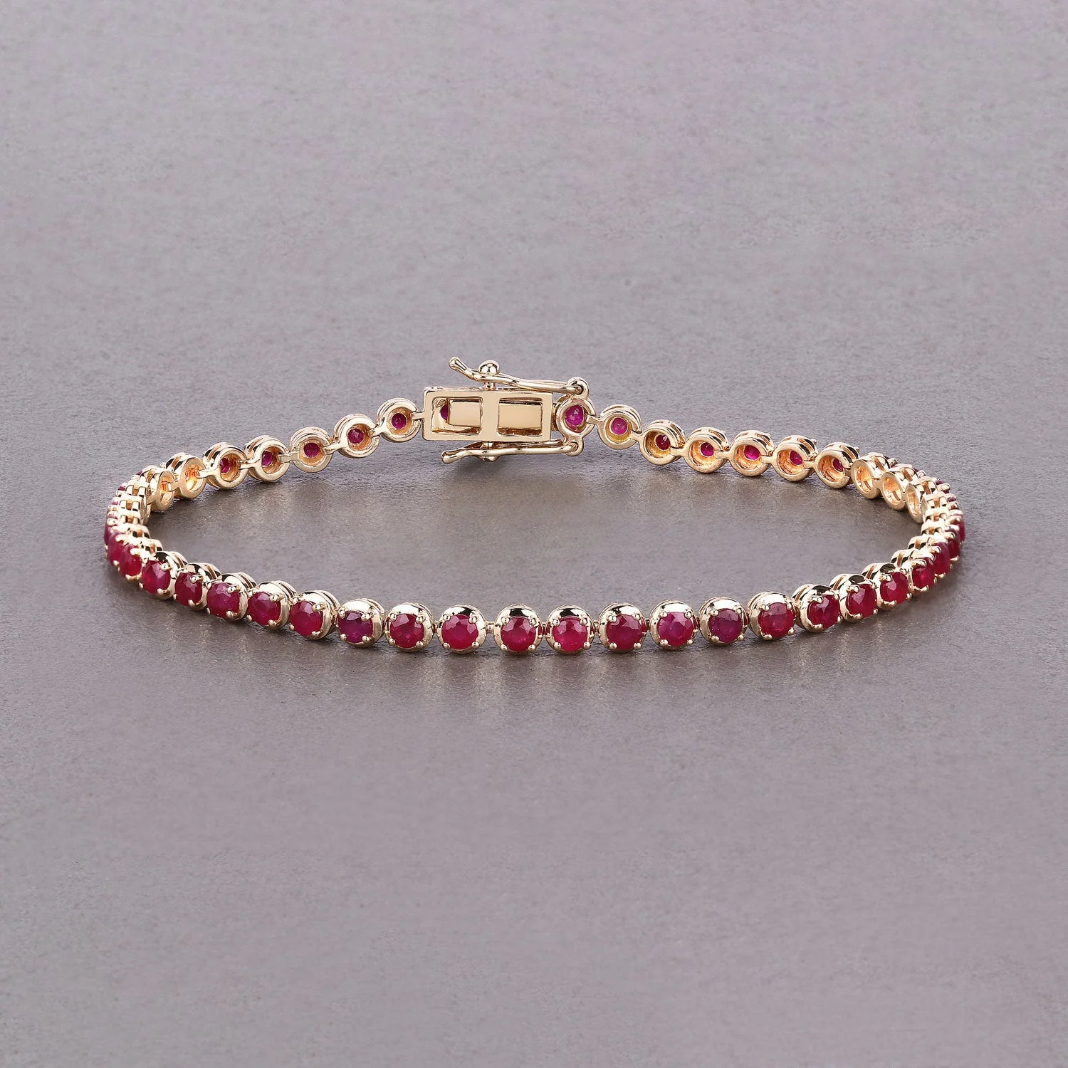 3.13 Carat Genuine Mozambique Ruby 14K Yellow Gold Bracelet - Image 3