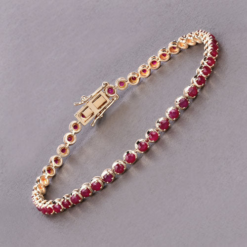 3.13 Carat Genuine Mozambique Ruby 14K Yellow Gold Bracelet - Image 6