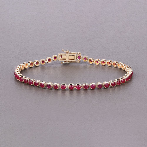 3.13 Carat Genuine Mozambique Ruby 14K Yellow Gold Bracelet - Image 7