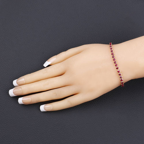 3.13 Carat Genuine Mozambique Ruby 14K Yellow Gold Bracelet - Image 8