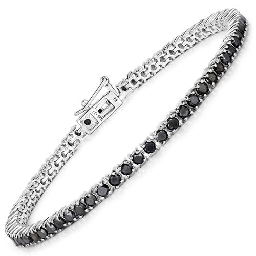 3.15 Carat Genuine Black Diamond .925 Sterling Silver Bracelet - Image 4