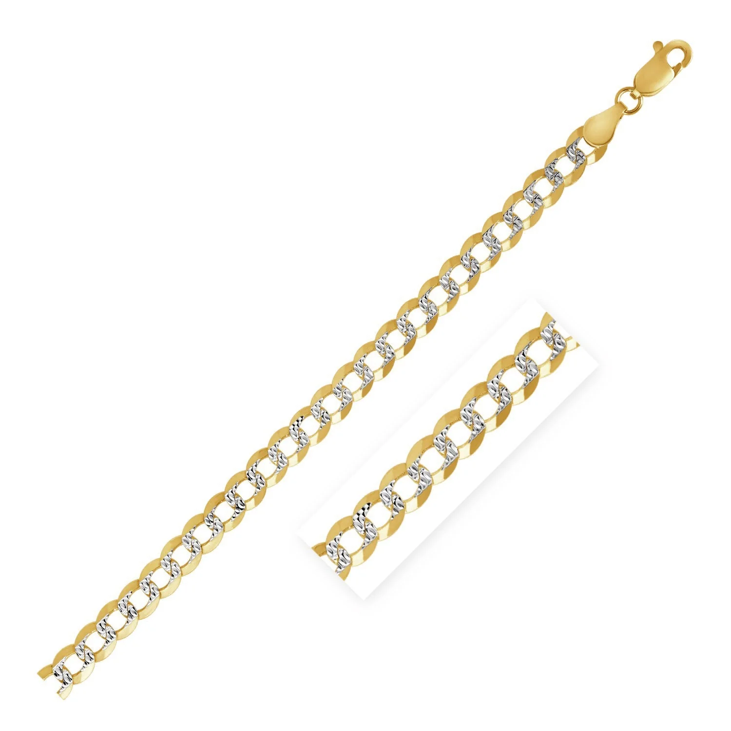 3.2 mm 14k Two Tone Gold Pave Curb Chain - Image 5