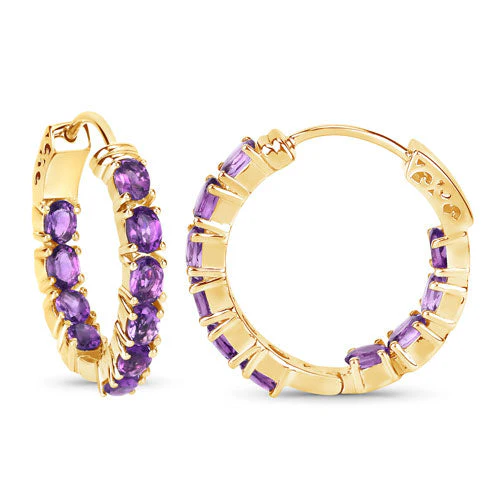 3.20 Carat Genuine Amethyst .925 Sterling Silver Earrings - Image 2