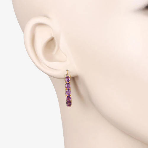 3.20 Carat Genuine Amethyst .925 Sterling Silver Earrings - Image 5