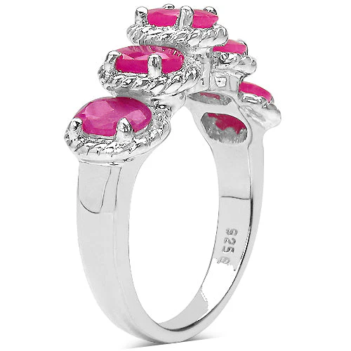 3.20 Carat Genuine Ruby Sterling Silver Ring - Image 3