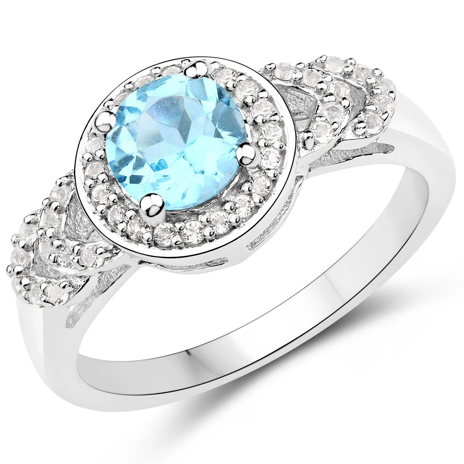 3.24 Carat Genuine Blue Topaz and White Topaz .925 Sterling Silver Jewelry Set - Image 2