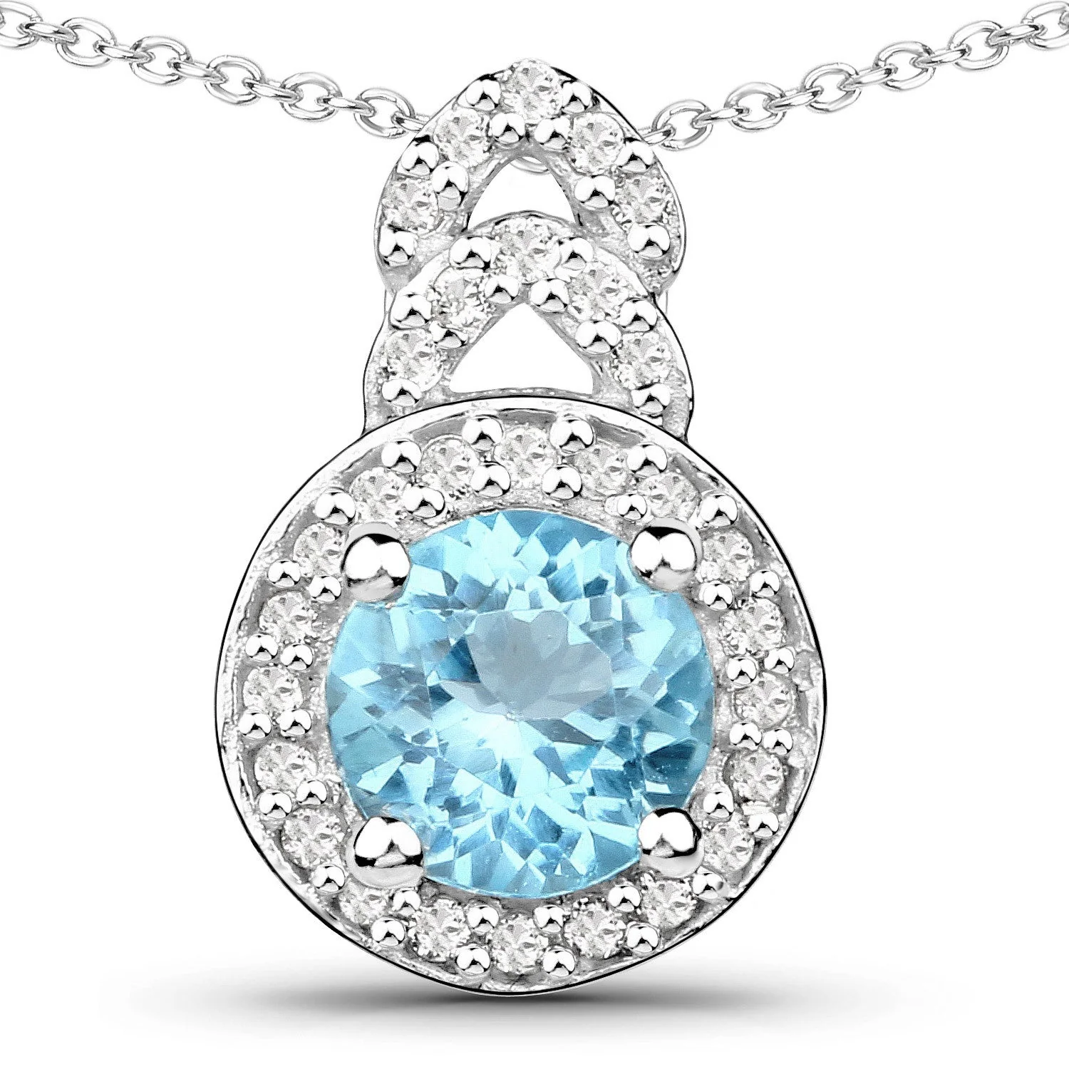 3.24 Carat Genuine Blue Topaz and White Topaz .925 Sterling Silver Jewelry Set - Image 3