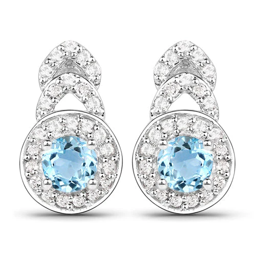 3.24 Carat Genuine Blue Topaz and White Topaz .925 Sterling Silver Jewelry Set - Image 8
