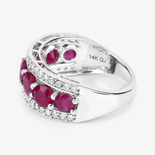 3.24 Carat Genuine Ruby and White Diamond 14K White Gold Ring - Image 13