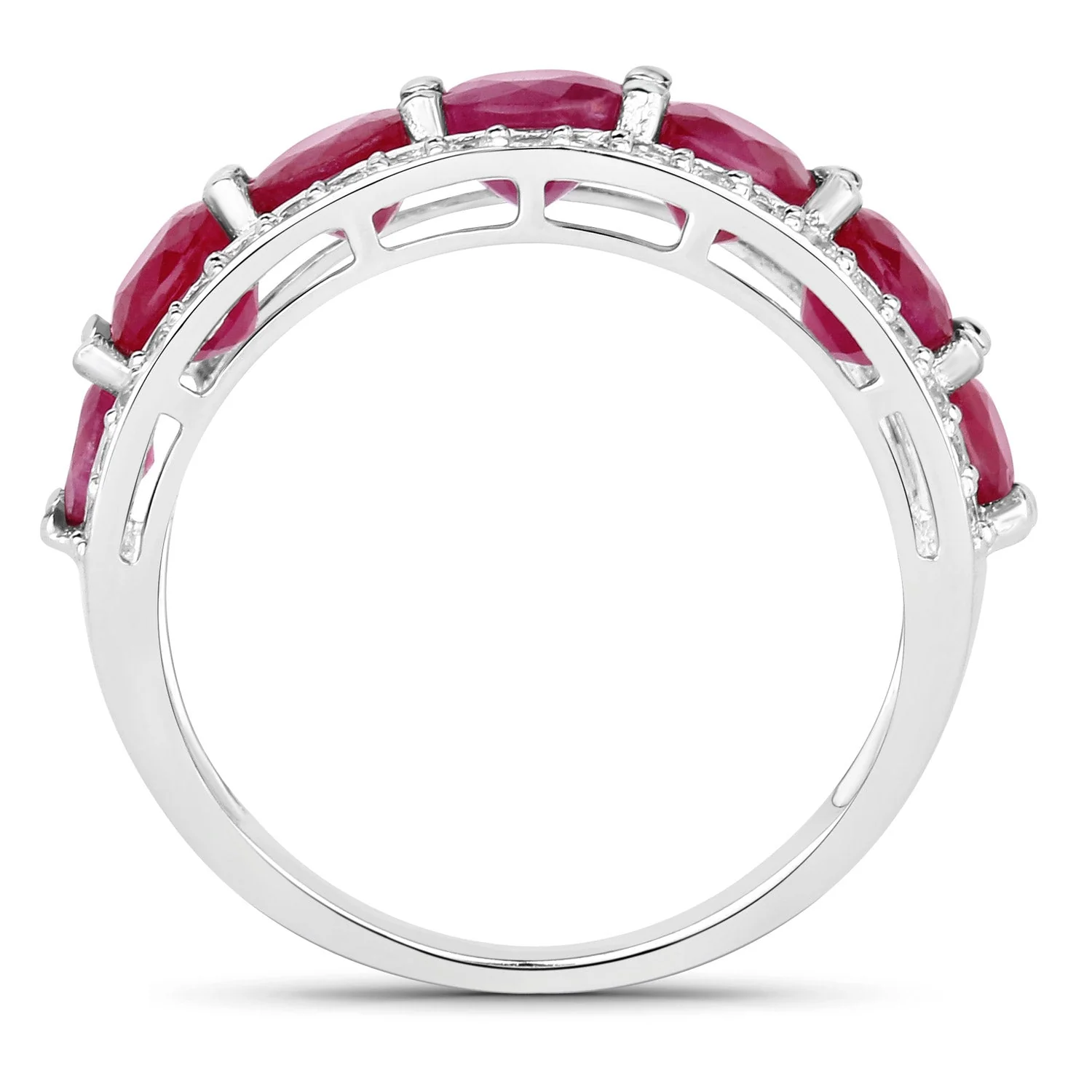 3.24 Carat Genuine Ruby and White Diamond 14K White Gold Ring - Image 2