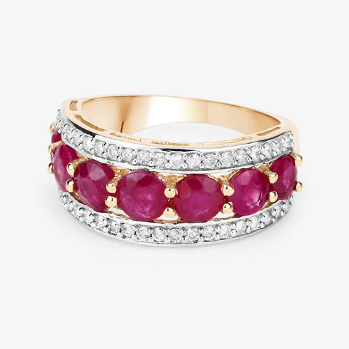3.24 Carat Genuine Ruby and White Diamond 14K Yellow Gold Ring - Image 11