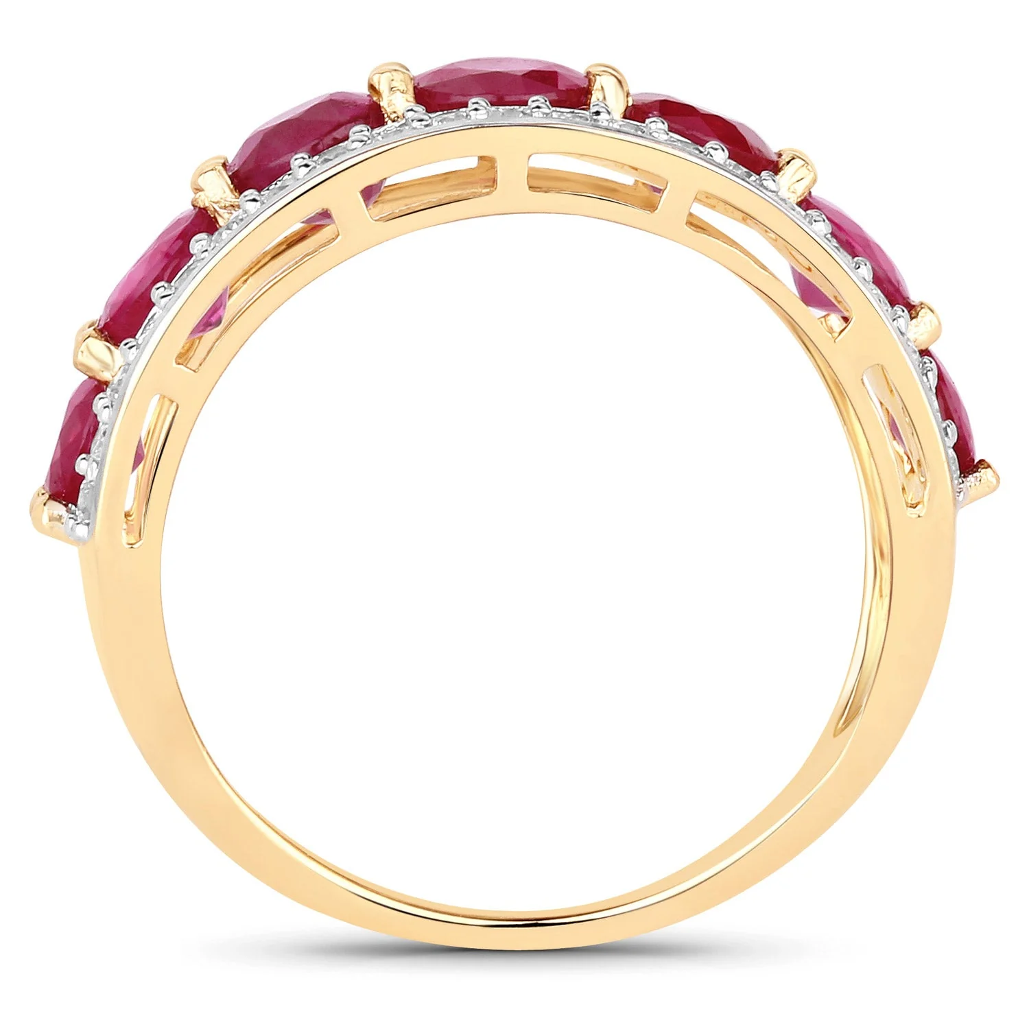 3.24 Carat Genuine Ruby and White Diamond 14K Yellow Gold Ring - Image 2