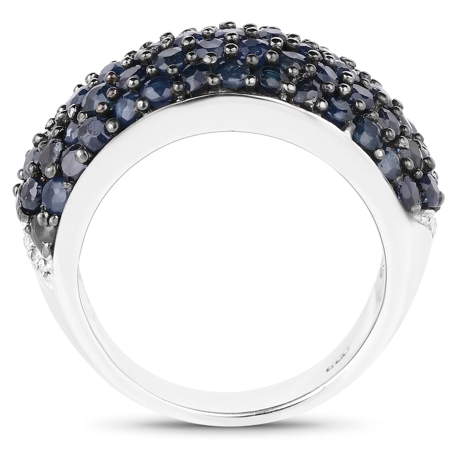 3.28 Carat Genuine Blue Sapphire and White Topaz .925 Sterling Silver Ring - Image 2