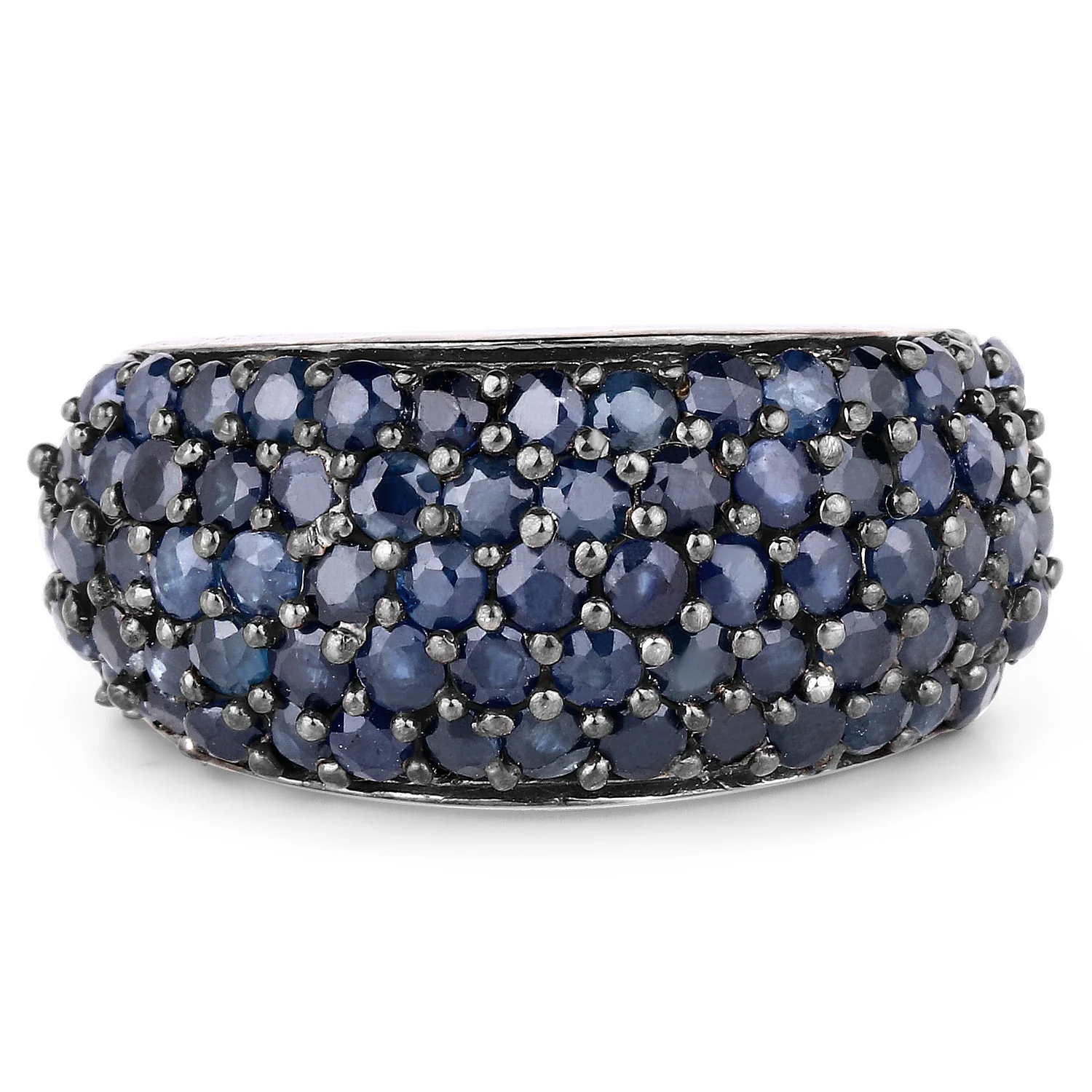 3.28 Carat Genuine Blue Sapphire and White Topaz .925 Sterling Silver Ring - Image 3