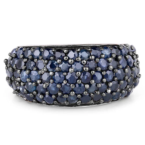 3.28 Carat Genuine Blue Sapphire and White Topaz .925 Sterling Silver Ring - Image 6