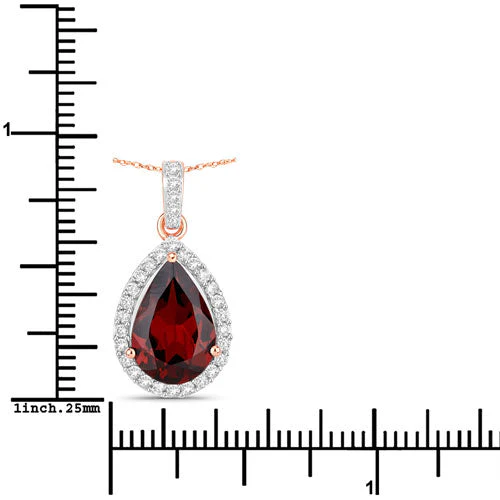 3.29 Carat Genuine Rhodolite and White Diamond 14K Rose Gold Pendant - Image 7