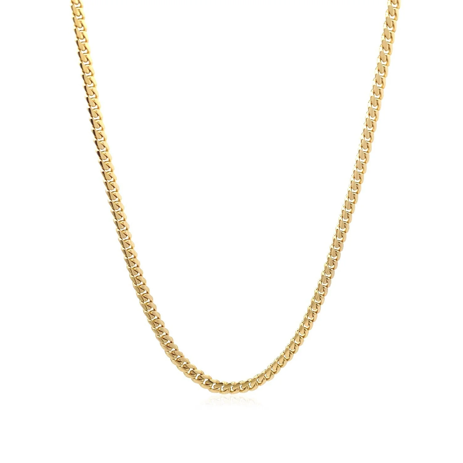 3.2mm 14k Yellow Gold Classic Solid Miami Cuban Chain - Image 2