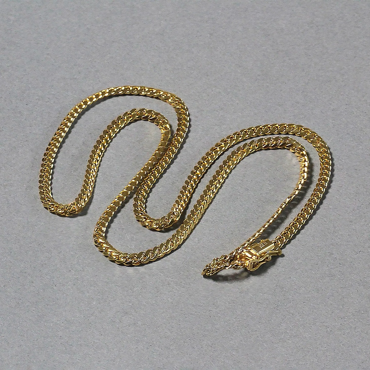 3.2mm 14k Yellow Gold Classic Solid Miami Cuban Chain - Image 4