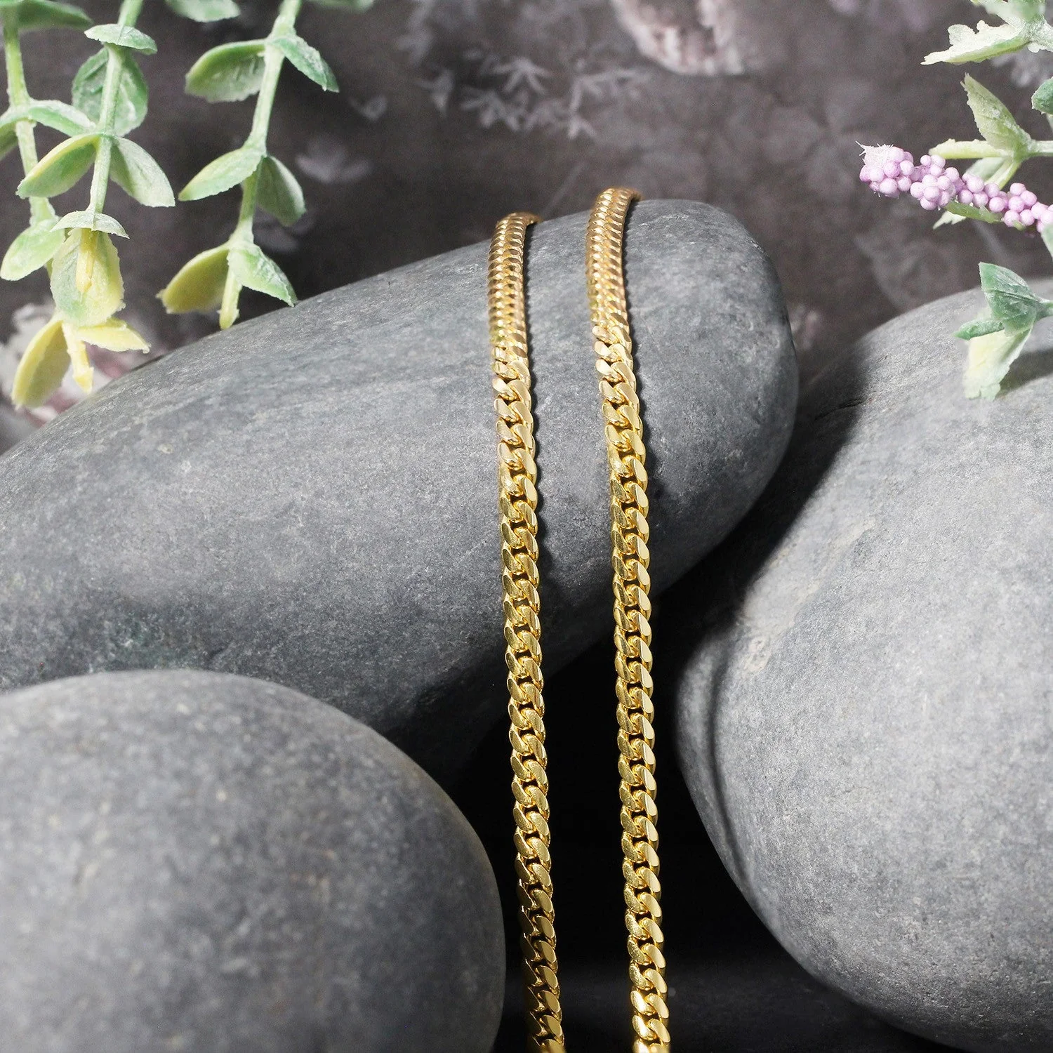 3.2mm 14k Yellow Gold Classic Solid Miami Cuban Chain - Image 6