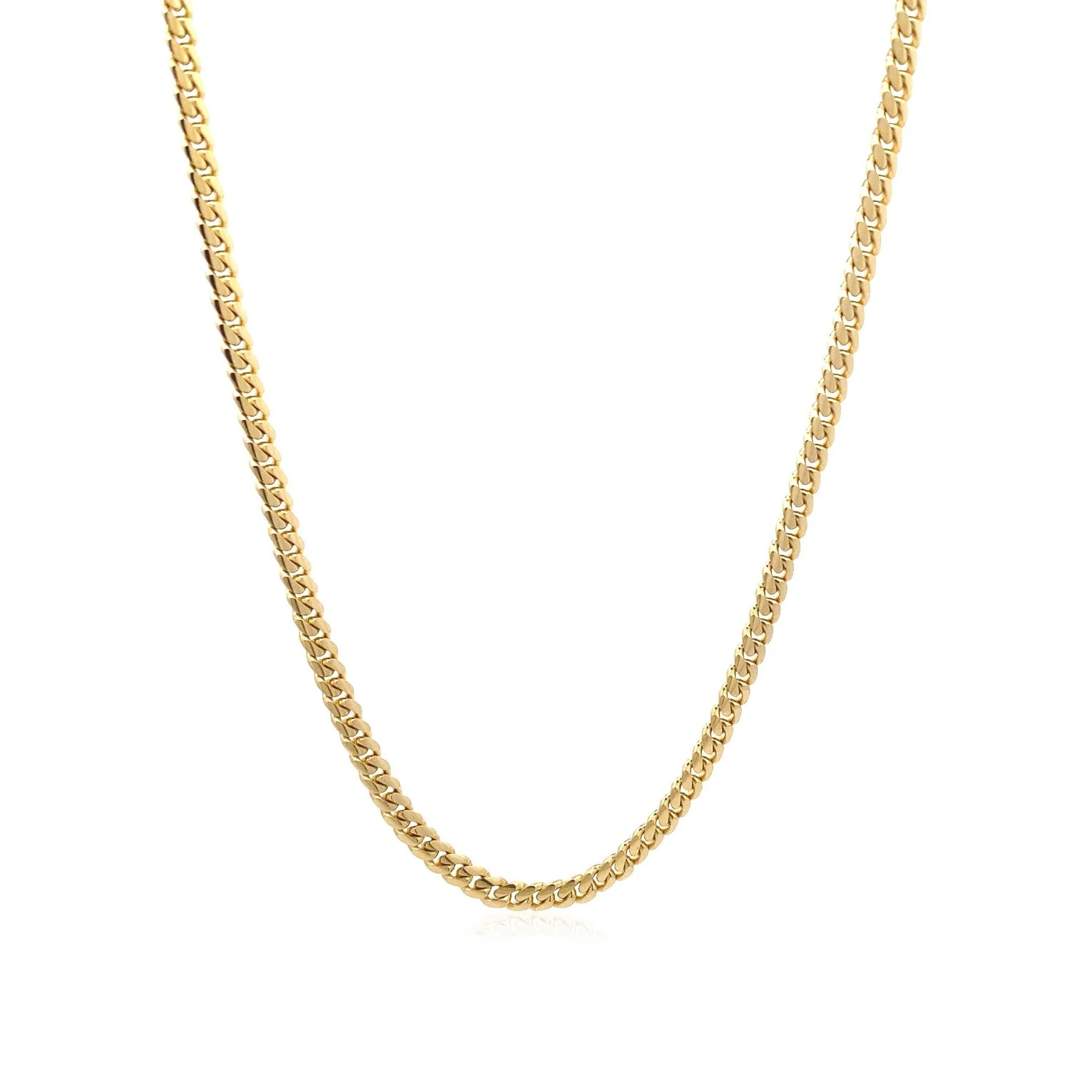 3.2mm 14k Yellow Gold Classic Solid Miami Cuban Chain - Image 9