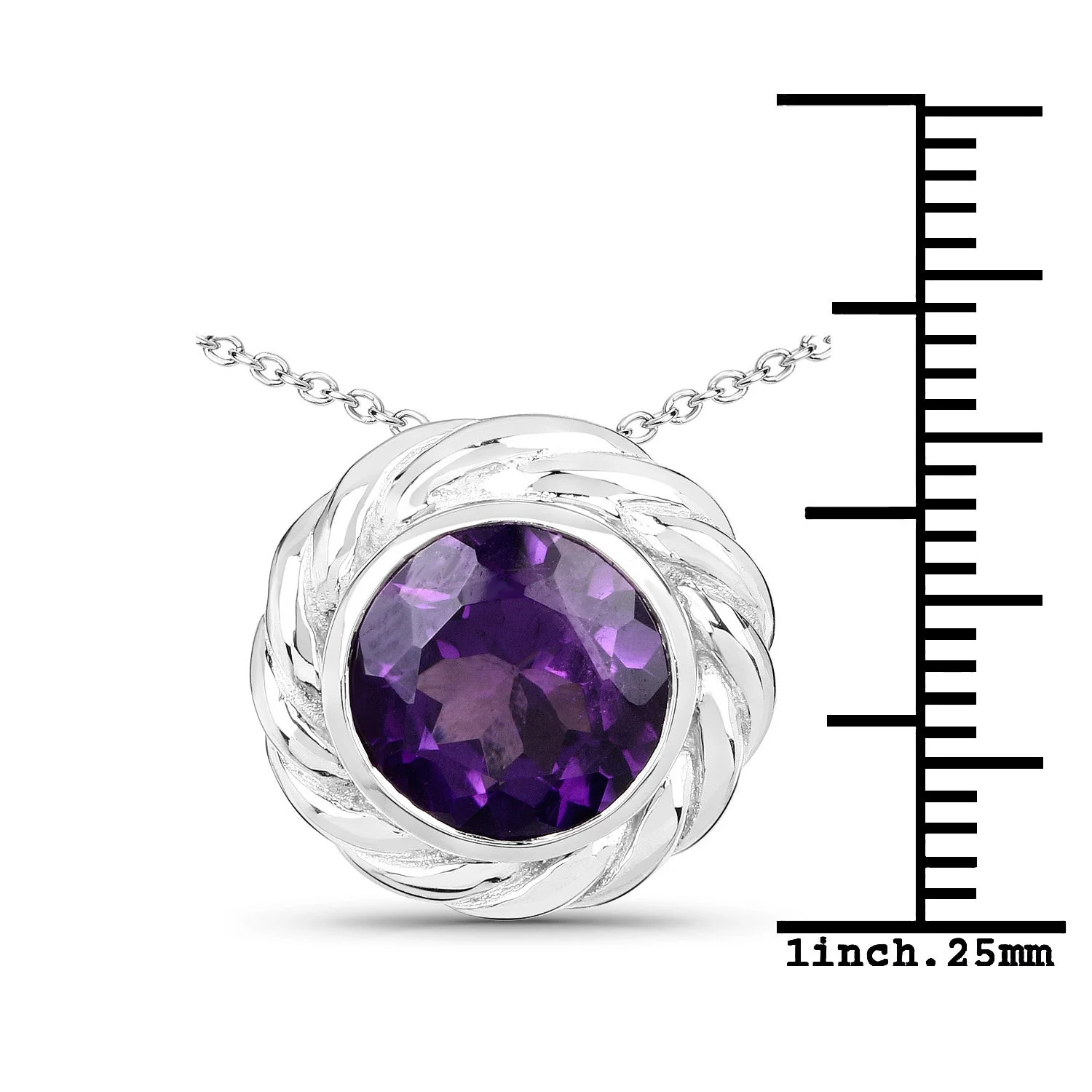 3.30 Carat Genuine Amethyst .925 Sterling Silver Pendant - Image 3