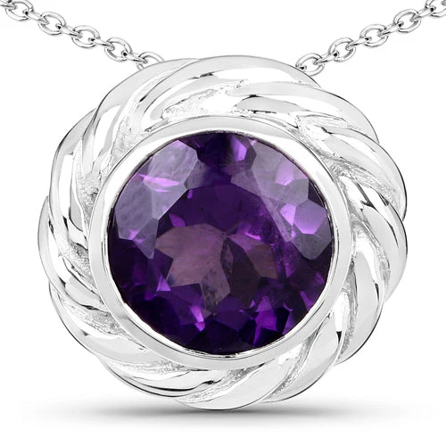 3.30 Carat Genuine Amethyst .925 Sterling Silver Pendant - Image 4